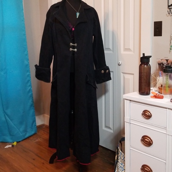 black denim duster coat